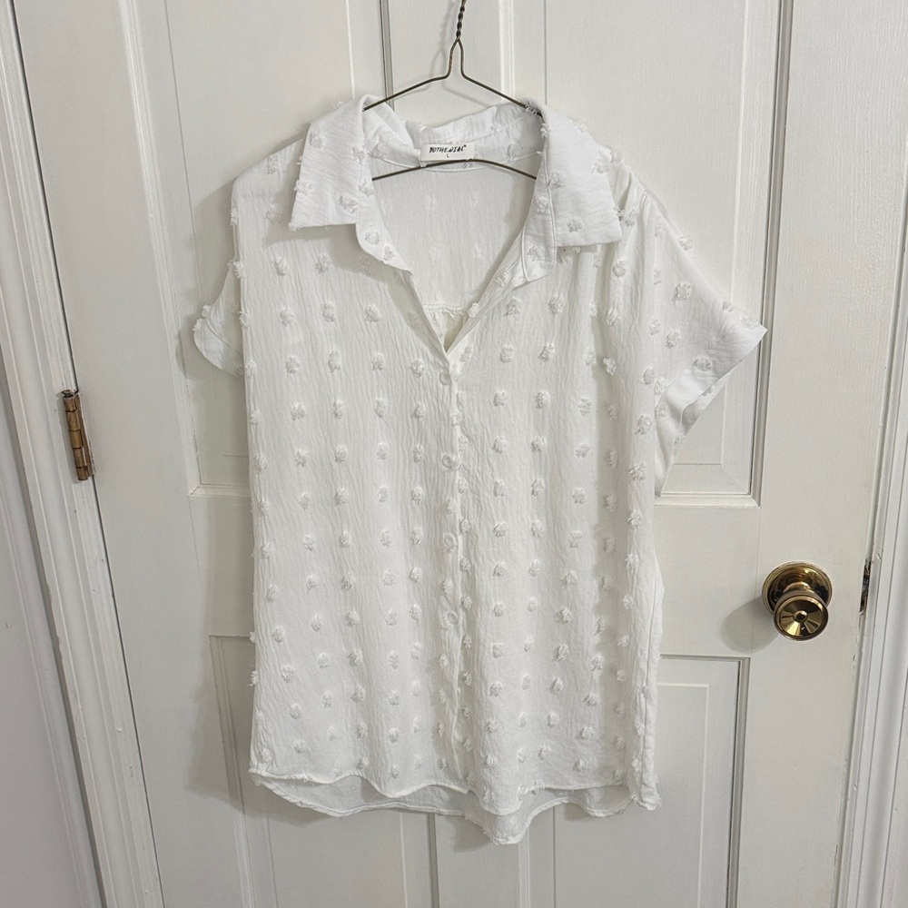 White Button Down Shirt with Textured Design